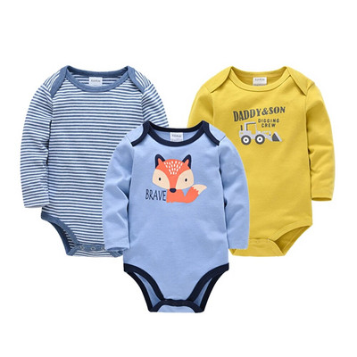 2023 Baby Body Body 3 db tavaszi pamut lány ruhák hosszú ujjú rajzfilm nyomat újszülött test bebe ruházat