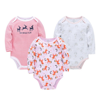 2023 Baby Body Body 3 db tavaszi pamut lány ruhák hosszú ujjú rajzfilm nyomat újszülött test bebe ruházat