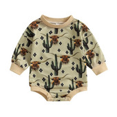 Φούτερ για μωρά αγόρια για κορίτσια Rompers Western Cow Head Horse print Μακρυμάνικα φορμάκια για βρέφη Φθινοπωρινά φορμάκια για νήπια