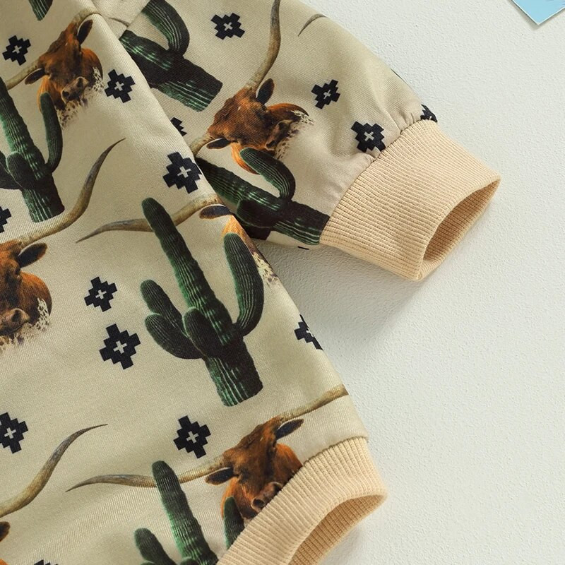 Φούτερ για μωρά αγόρια για κορίτσια Rompers Western Cow Head Horse print Μακρυμάνικα φορμάκια για βρέφη Φθινοπωρινά φορμάκια για νήπια