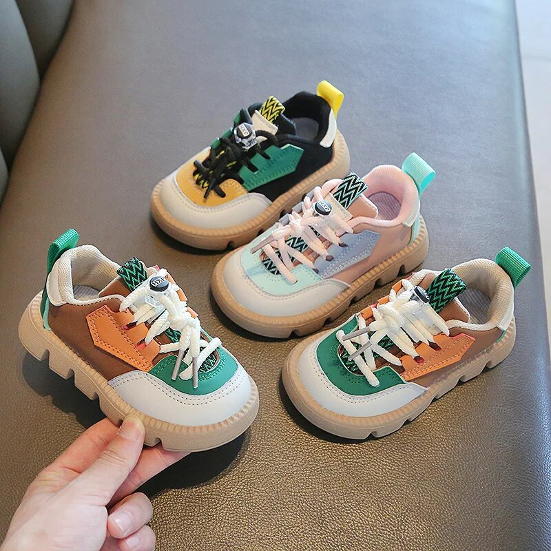 Vaikiški sportbačiai, 2022 m. pavasaris ir ruduo, naujo stiliaus berniukų ir mergaičių neslidūs laisvalaikio minkšti unisex batai mažiems vaikams