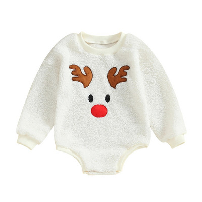 Téli meleg gyapjú babanadrág karácsonyi újszülött ruhák hosszú ujjú rajzfilm rénszarvas hímzéses body csecsemő lány fiú ruházat