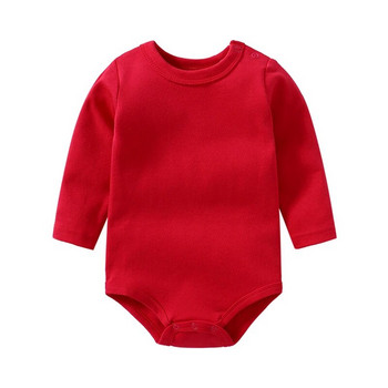 Orgnic Cotton Бебешки дрехи за новородени Гащеризон Едноцветен Бебешки гащеризон с пълен ръкав Момчета Момичета 0-2 години