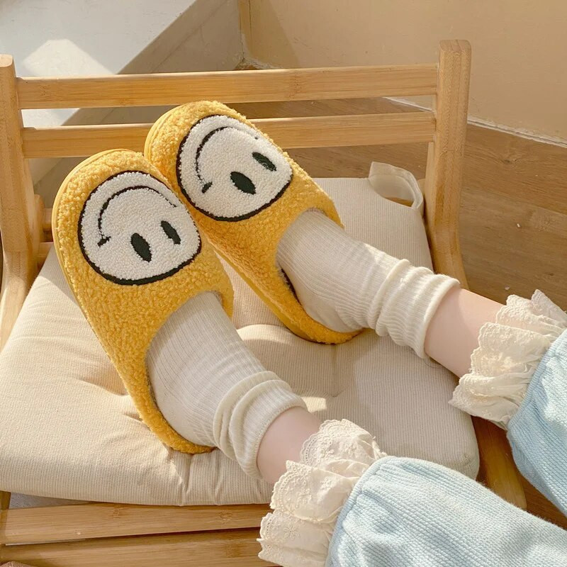 Téli kis Aranyos Mosoly Papucsok Házicipők Női Ház Mosolyarc Női Beltéri Téli Bolyhos Hangulatos Otthon Kényelmes Női Cipők