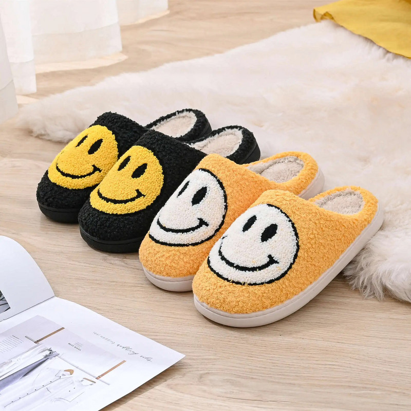 Téli kis Aranyos Mosoly Papucsok Házicipők Női Ház Mosolyarc Női Beltéri Téli Bolyhos Hangulatos Otthon Kényelmes Női Cipők