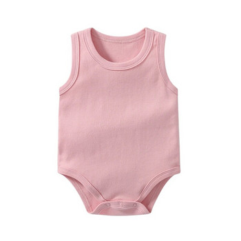 Βρεφικά Ρούχα Νεογέννητο Αγόρι Κορίτσι 0-24 μηνών Γιλέκο βρεφικής φόρμας μπλούζα Βαμβακερή μονόχρωμη αμάνικη Onesie