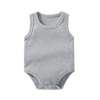 Βρεφικά Ρούχα Νεογέννητο Αγόρι Κορίτσι 0-24 μηνών Γιλέκο βρεφικής φόρμας μπλούζα Βαμβακερή μονόχρωμη αμάνικη Onesie