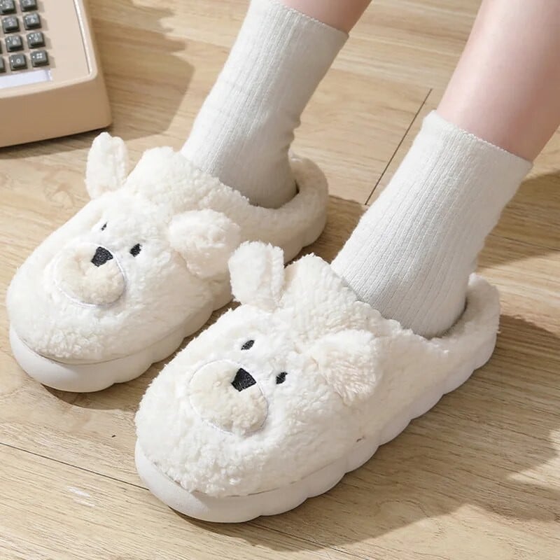 Χαριτωμένα καρτούν Bear Animal Παντόφλες Ανδρικές Γυναικείες Παντόφλες Kawaii Χνουδωτές Παντόφλες Χειμώνας Ζεστές Γούνες Διαφάνειες Παπούτσια Ζευγάρι Γούνινη παντόφλα εσωτερικού χώρου