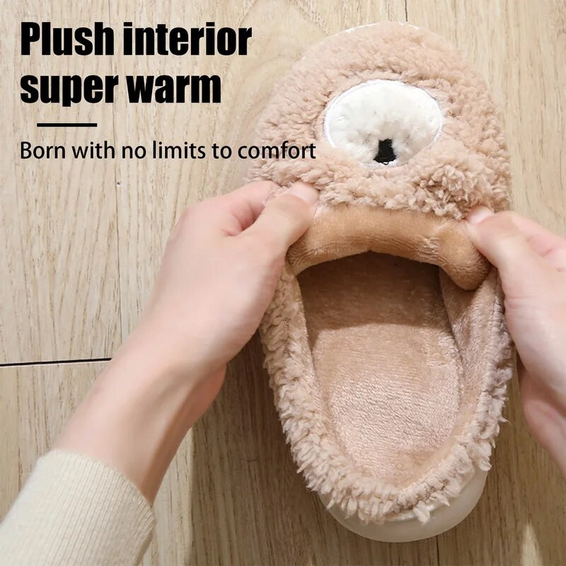 Χαριτωμένα καρτούν Bear Animal Παντόφλες Ανδρικές Γυναικείες Παντόφλες Kawaii Χνουδωτές Παντόφλες Χειμώνας Ζεστές Γούνες Διαφάνειες Παπούτσια Ζευγάρι Γούνινη παντόφλα εσωτερικού χώρου