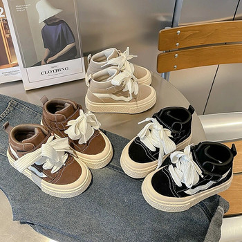 Νέο απλό στυλ μονόχρωμο για αγόρια και κορίτσια Ψηλά παιδικά παπούτσια από καμβά για μωρά Casual αθλητικά παπούτσια Παιδικά παπούτσια για νήπια