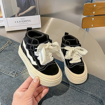 Νέο απλό στυλ μονόχρωμο για αγόρια και κορίτσια Ψηλά παιδικά παπούτσια από καμβά για μωρά Casual αθλητικά παπούτσια Παιδικά παπούτσια για νήπια