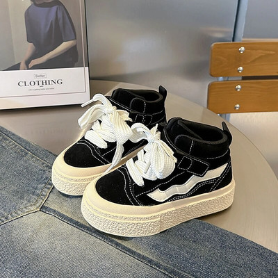 Νέο απλό στυλ μονόχρωμο για αγόρια και κορίτσια Ψηλά παιδικά παπούτσια από καμβά για μωρά Casual αθλητικά παπούτσια Παιδικά παπούτσια για νήπια