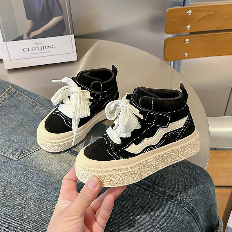 Νέο απλό στυλ μονόχρωμο για αγόρια και κορίτσια Ψηλά παιδικά παπούτσια από καμβά για μωρά Casual αθλητικά παπούτσια Παιδικά παπούτσια για νήπια