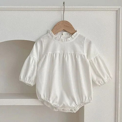 Tüdrukute rõivad Sügiskevadine väikelaste beebitüdrukute kombinesoon pikkade varrukatega puuvillased tikandid vastsündinud beebide tüdrukute bodid