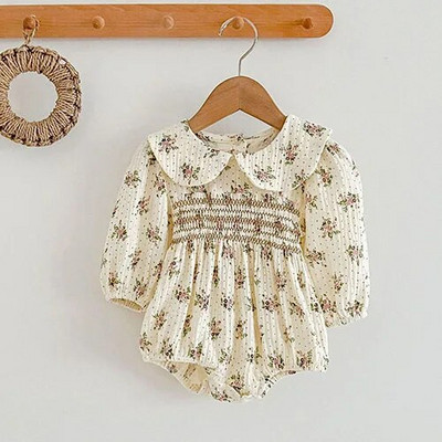 Tüdrukute rõivad Sügiskevadine väikelaste beebitüdrukute kombinesoon pikkade varrukatega puuvillased tikandid vastsündinud beebide tüdrukute bodid