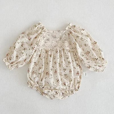 Tüdrukute rõivad Sügiskevadine väikelaste beebitüdrukute kombinesoon pikkade varrukatega puuvillased tikandid vastsündinud beebide tüdrukute bodid