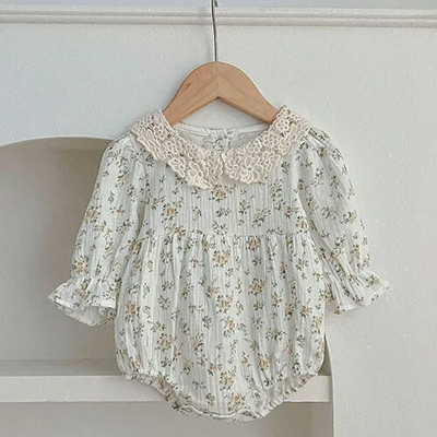 Tüdrukute rõivad Sügiskevadine väikelaste beebitüdrukute kombinesoon pikkade varrukatega puuvillased tikandid vastsündinud beebide tüdrukute bodid