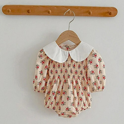 Tüdrukute rõivad Sügiskevadine väikelaste beebitüdrukute kombinesoon pikkade varrukatega puuvillased tikandid vastsündinud beebide tüdrukute bodid