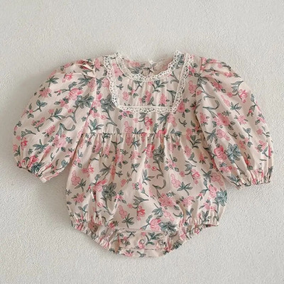 Tüdrukute rõivad Sügiskevadine väikelaste beebitüdrukute kombinesoon pikkade varrukatega puuvillased tikandid vastsündinud beebide tüdrukute bodid