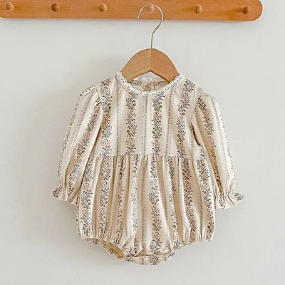 Tüdrukute rõivad Sügiskevadine väikelaste beebitüdrukute kombinesoon pikkade varrukatega puuvillased tikandid vastsündinud beebide tüdrukute bodid