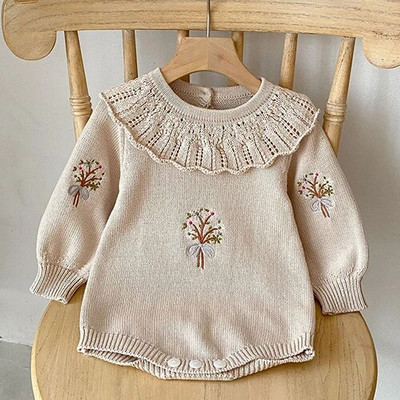 Φθινοπωρινά ανοιξιάτικα ρούχα για κοριτσάκι Κορεάτικο στυλ αναρρίχησης μακρυμάνικο πλέξιμο με κούφιο κούφωμα νήπιο κοριτσάκι πλέξιμο