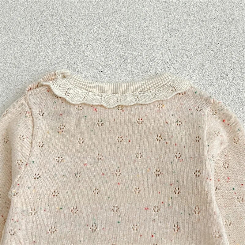 Φθινοπωρινά ανοιξιάτικα ρούχα για κοριτσάκι Κορεάτικο στυλ αναρρίχησης μακρυμάνικο πλέξιμο με κούφιο κούφωμα νήπιο κοριτσάκι πλέξιμο