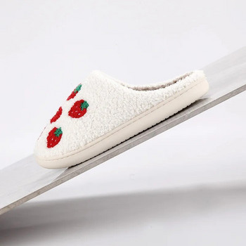 Νέα άνετα οικιακά φράουλα ζεστά χειμωνιάτικα βαμβακερά παντόφλες λάτρεις της χοντρής πλατφόρμας με μαλακή σόλα παπούτσια για ανδρικά αντιολισθητικά χαριτωμένα.
