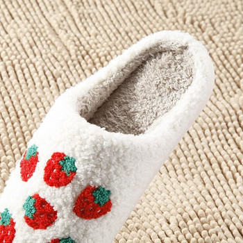 Нови удобни домашни ягодови топли зимни памучни чехли за любителите на дебели обувки с мека подметка за мъже против хлъзгане, сладки.