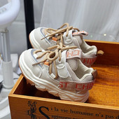 2023. gada pavasaris bērniem, paaugstinātas platformas apavi zēniem Ikdienas sporta apavi bērniem, meitenēm ar burtiem, elpojošas čības