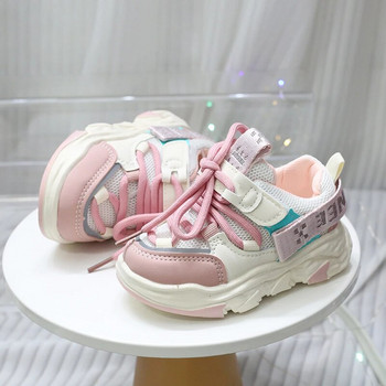 2023 Пролет Детски обувки с повишена платформа за момчета Ежедневни спортни обувки Деца Момичета Мрежести маратонки с щампа с букви