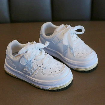 Детски малки бели обувки 2023 Всесезонни спортни обувки Ежедневни корейски обувки за момчета и момичета Бебешки обувки с мека подметка Обувки за момиче