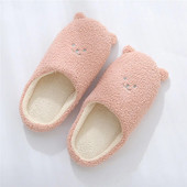 Ziemas siltas plīša čības sievietēm, neslīdošas iekštelpu mājas kažokādas čības kurpes Cute Silent slides Guļamistabas apavi līdzenai grīdai pārim