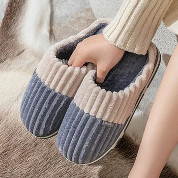 2023 Нова мода Зимни меки подметки Мъжки пързалки против хлъзгане на закрито Спалня Топли плюшени чехли Мъжки домашни ежедневни памучни обувки