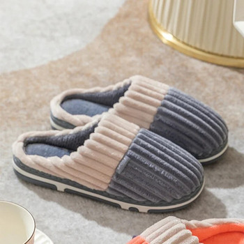 2023 Нова мода Зимни меки подметки Мъжки пързалки против хлъзгане на закрито Спалня Топли плюшени чехли Мъжки домашни ежедневни памучни обувки