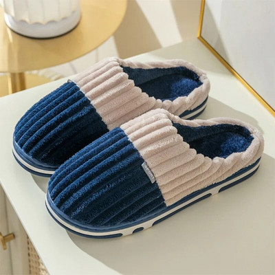 2023. gada jauna mode ziemas mīksta zole, vīriešu iekštelpu grīda, neslīdoši slidkalniņi Guļamistaba, silti plīša čības vīriešu mājas ikdienas kokvilnas apavi