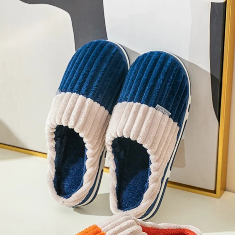 2023. gada jauna mode ziemas mīksta zole, vīriešu iekštelpu grīda, neslīdoši slidkalniņi Guļamistaba, silti plīša čības vīriešu mājas ikdienas kokvilnas apavi