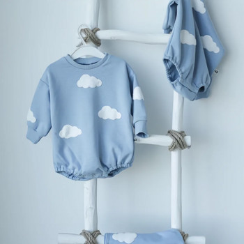 INS 2023 Пролетни бебешки дрехи Облачен суичър Ромпер Бебе момиче Момчета Памучно боди Дрехи Новородени 0 до 12 месеца 24M Връхни дрехи