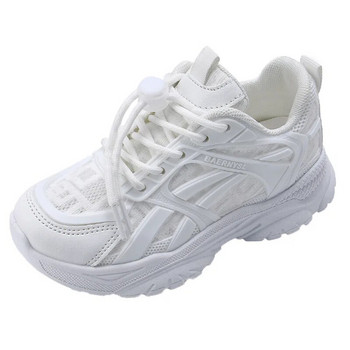 Детски ежедневни обувки Детски маратонки за момчета и момичета Едноцветни бели обувки Мрежести дишащи Спорт за бягане Тенис Едри маратонки