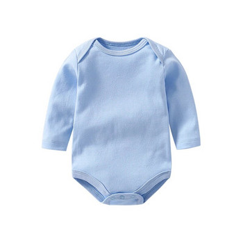 Бебешки дрехи Едноцветни гащеризони за момчета и момичета Новородено Гащеризон с дълъг ръкав 100% памук Bebe Пролетни класически горнища на дрехи Тениски