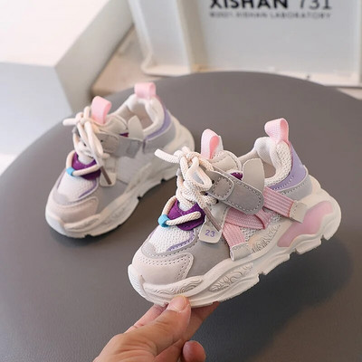 Modes, krusteniski sasietas sieta, elpojošas zēnu kedas, bērnu sporta apavi Jauni 2024. gada pavasara rudens, bērnu, meiteņu āra skriešanas apavi