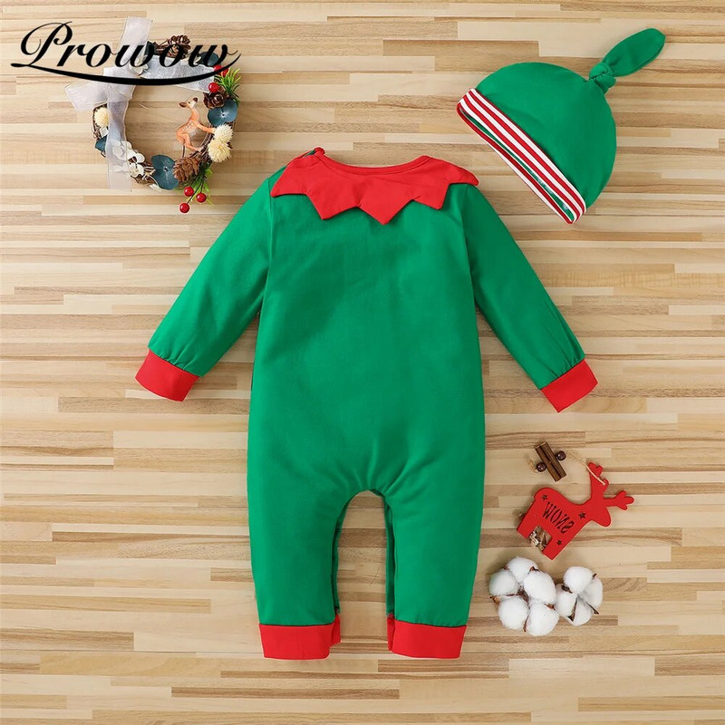 Prowow Ziemassvētku vecīša apģērbi jaundzimušajiem Kombinezoni Zīdaiņu Ziemassvētku kostīmi Ar garām piedurknēm Zīdaiņu rombiņi Bērnu Mazuļu Zēnu Apģērbi
