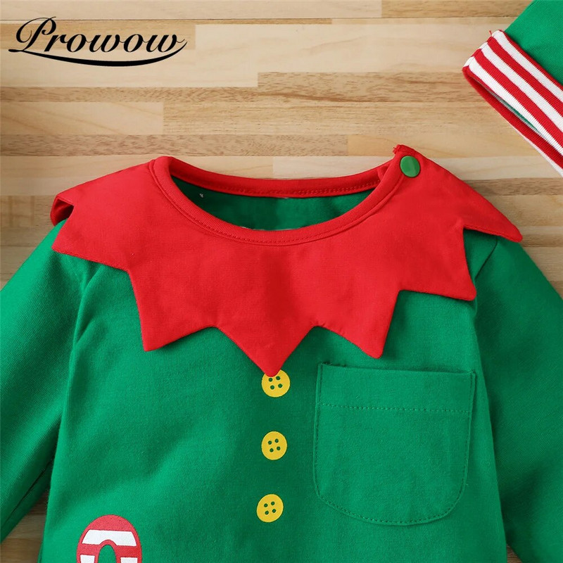 Prowow Ziemassvētku vecīša apģērbi jaundzimušajiem Kombinezoni Zīdaiņu Ziemassvētku kostīmi Ar garām piedurknēm Zīdaiņu rombiņi Bērnu Mazuļu Zēnu Apģērbi