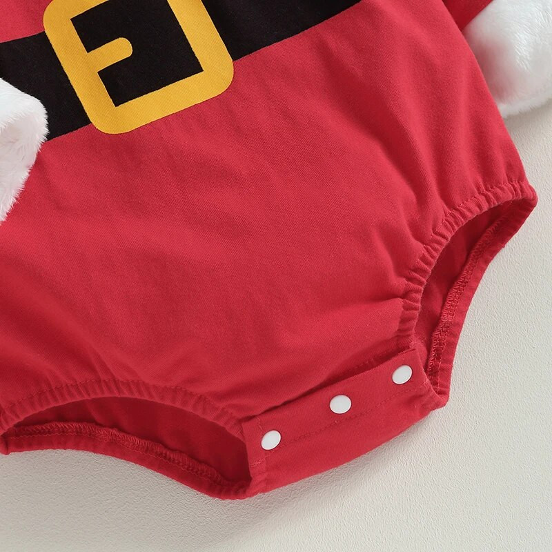 0-24 M Ziemassvētku vecīša kostīms Ziemassvētkiem ar garām piedurknēm, kāju sildītāji + Cepure, 4 gab.