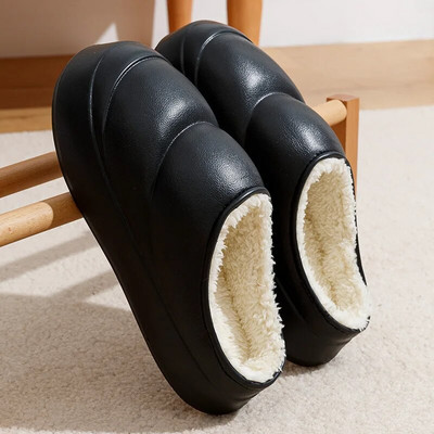 Sākums Iekštelpu plīša kurpes Sievietēm Ziemas Siltas Ūdensnecaurlaidīgas Kažokādas Čības Modes Vīrietis Biezas Mīkstas Eva Soled Pāris Kokvilnas Apavi
