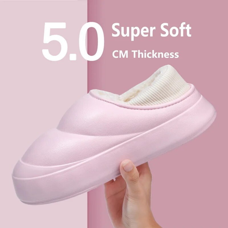 Sākums Iekštelpu plīša kurpes Sievietēm Ziemas Siltas Ūdensnecaurlaidīgas Kažokādas Čības Modes Vīrietis Biezas Mīkstas Eva Soled Pāris Kokvilnas Apavi