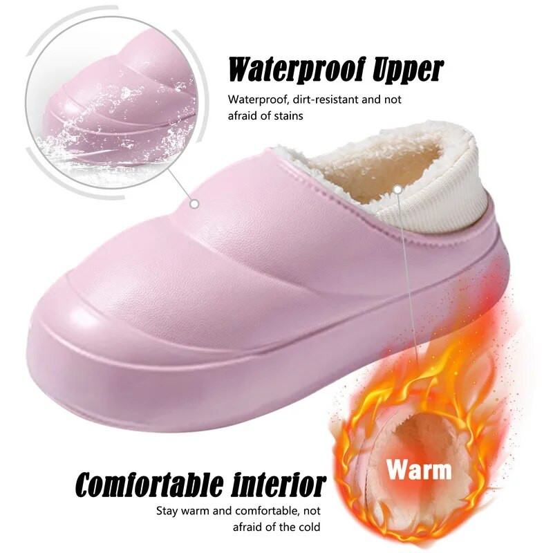 Sākums Iekštelpu plīša kurpes Sievietēm Ziemas Siltas Ūdensnecaurlaidīgas Kažokādas Čības Modes Vīrietis Biezas Mīkstas Eva Soled Pāris Kokvilnas Apavi