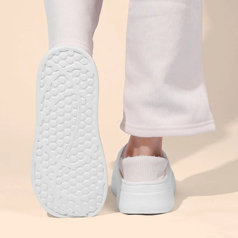 Sākums Iekštelpu plīša kurpes Sievietēm Ziemas Siltas Ūdensnecaurlaidīgas Kažokādas Čības Modes Vīrietis Biezas Mīkstas Eva Soled Pāris Kokvilnas Apavi