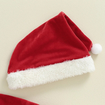 Βρεφική χριστουγεννιάτικη στολή 0-6 ετών Μακρυμάνικη φόρμα Santa Claus Footie με καπέλο Φόρμα 2 τεμαχίων για αγόρια κορίτσια