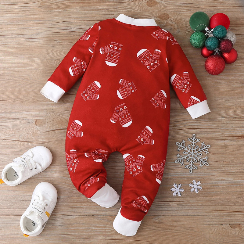 Ziemassvētki mazulim rudens un ziemas jauns ietīšanas kāju kombinezons jauks ikdienas multfilmu cimdi ar apdrukātiem zēniem un meitenēm