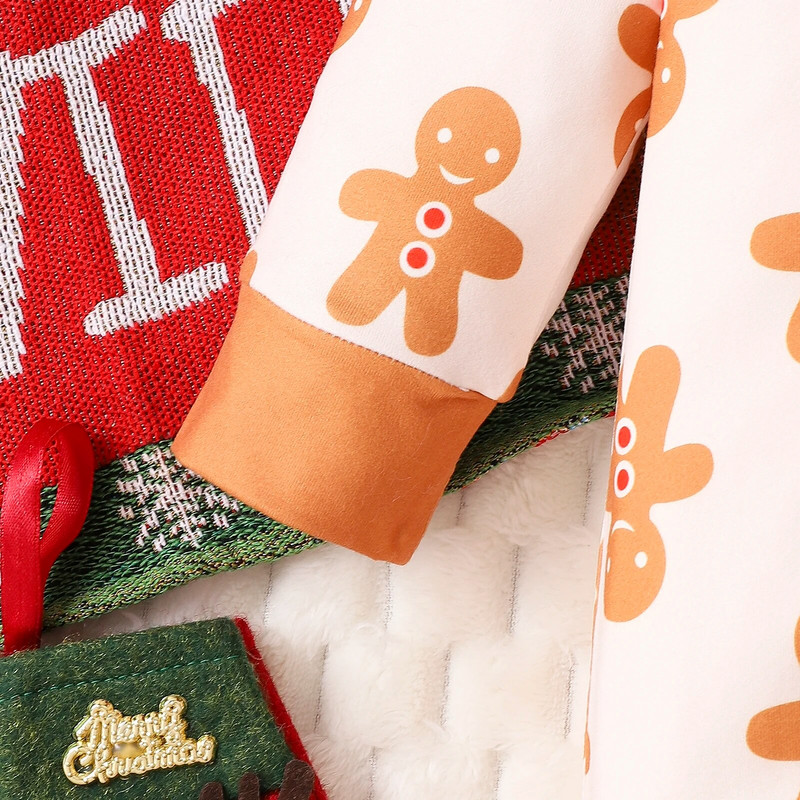 Romper Tērpi Rudens Ziemas Jaundzimušais Zīdainis Bērni Viengabala Mīksta Garām Piedurknēm Apdruka Apģērbs Ziemassvētki